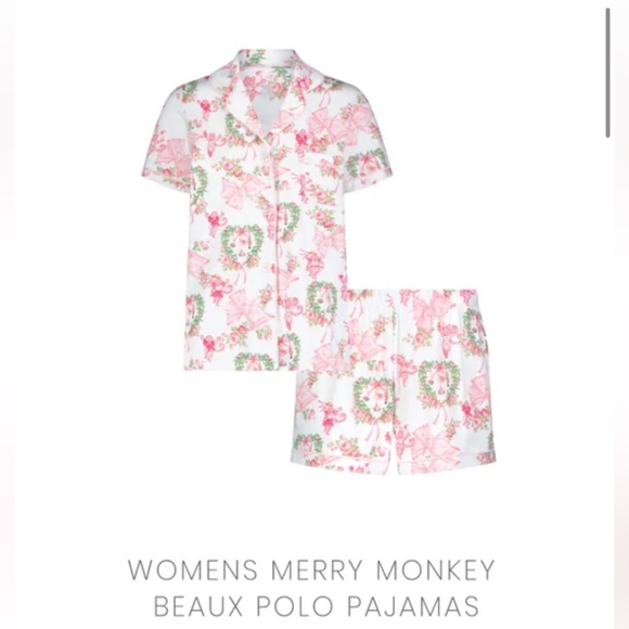 ROLLER RABBITxLOVESHACKFANCY Women’s Merry Monkey Beaux Polo PJs LIMITED EDITION - Picture 2 of 5